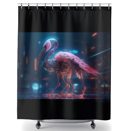 Neon Flamingo Shower Curtains
