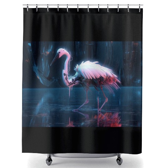 Neon Bird of Paradise Shower Curtains