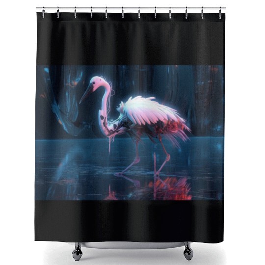 Neon Bird of Paradise Shower Curtains