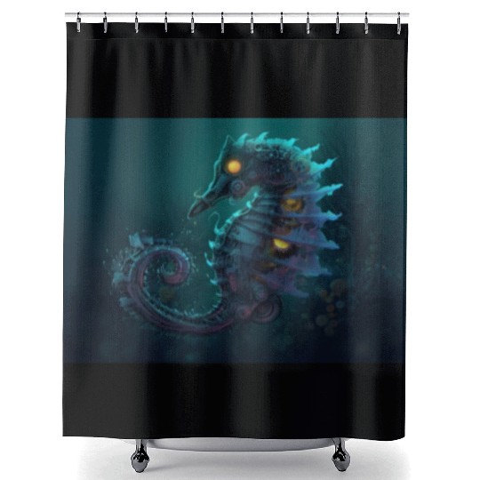 Neon Shark Attack Shower Curtains