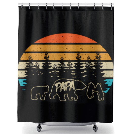 Papa Bear With Three Bear Cubs Shower Curtains