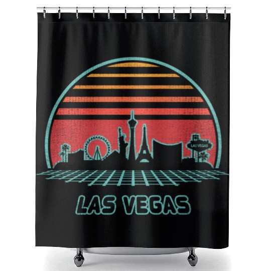 Las Vegas City Skyline 80S Style Shower Curtains