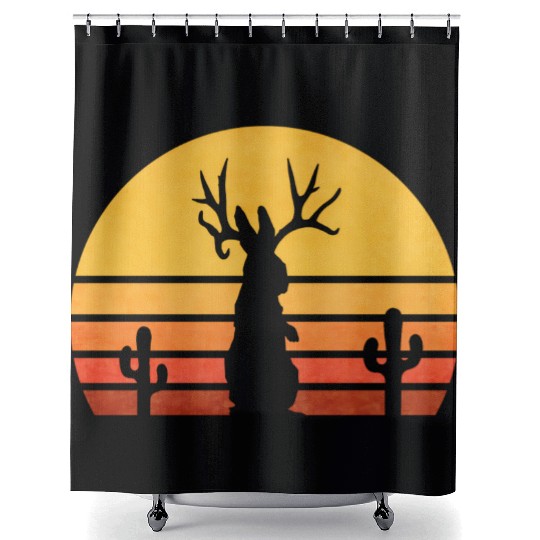 Eighties Jackalope Cryptid Rabbit Shower Curtains