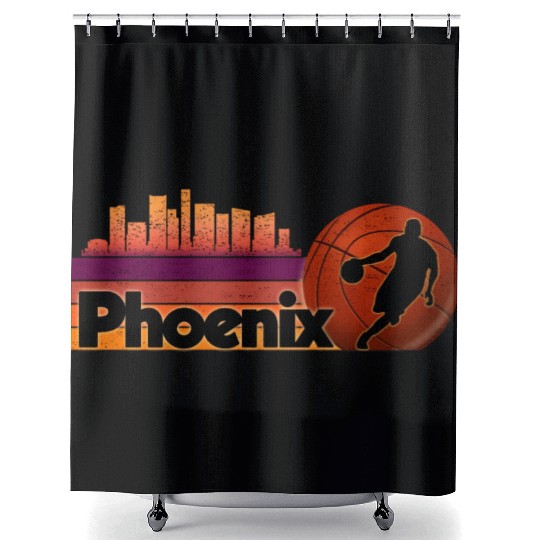 Phoenix Az Cityscape Basketball Fans Shower Curtains