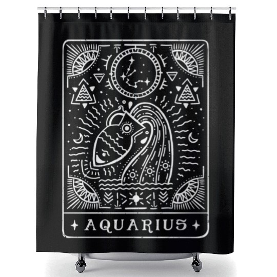 Aquarius Tarot Aquarius Zodiac Sign Month Shower Curtains