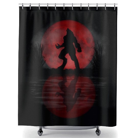Werewolf Under A Full Blood Moon Howling Shower Curtains