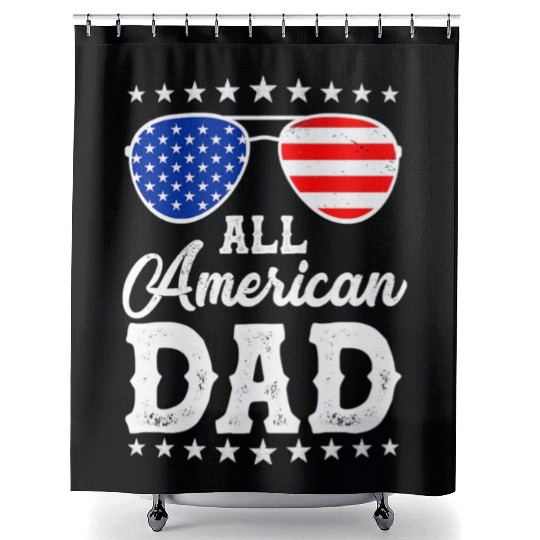 4th Of July Patriotic American Dad Us Shower Curtains
