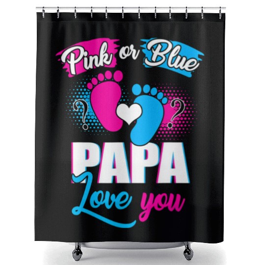 Pink Or Blue Papa Loves You Gender Reveal Baby Shower Curtains