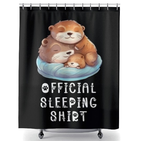 Official sleeping pajama Shower Curtains sea otter