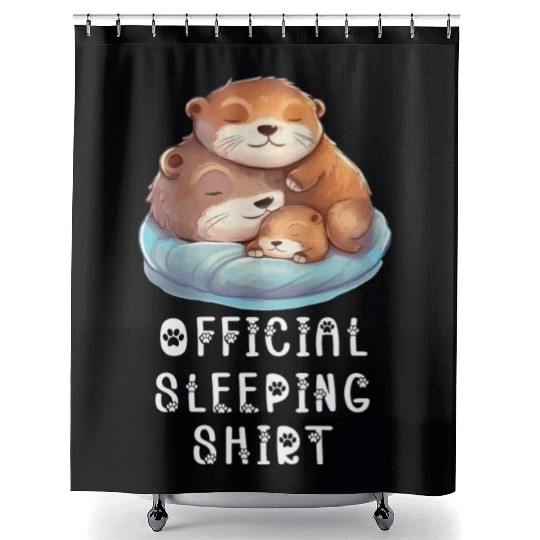 Official sleeping pajama Shower Curtains sea otter