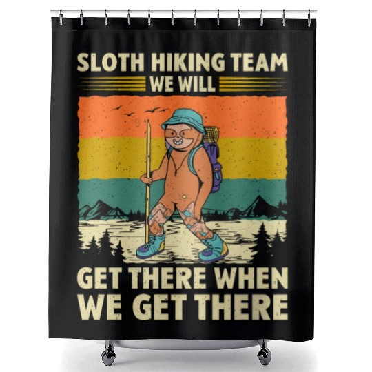 Sloth Hiking Team Wanderlust funny Mountaineer Shower Curtains