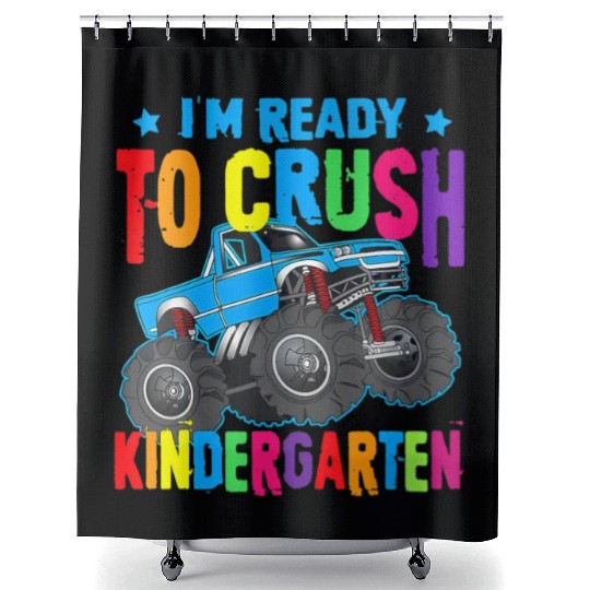Ready To Crush Kindergarten Monster Truck Back To Shower Curtains