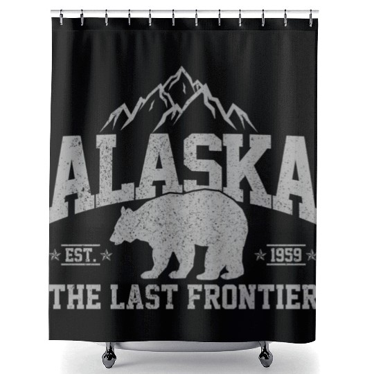Alaska The Last Frontier Est 1959 Grizzly Bear Mou Shower Curtains