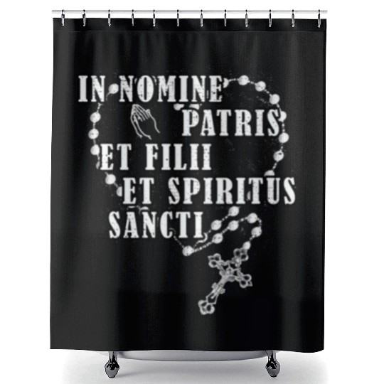 Latin Roman Catholic Rosary Religious Catholic Hol Shower Curtains