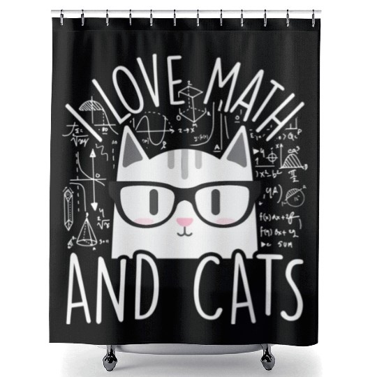 I Love Math And Cats Kitty Cat Feline Shower Curtains