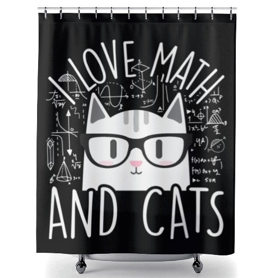 I Love Math And Cats Kitty Cat Feline Shower Curtains
