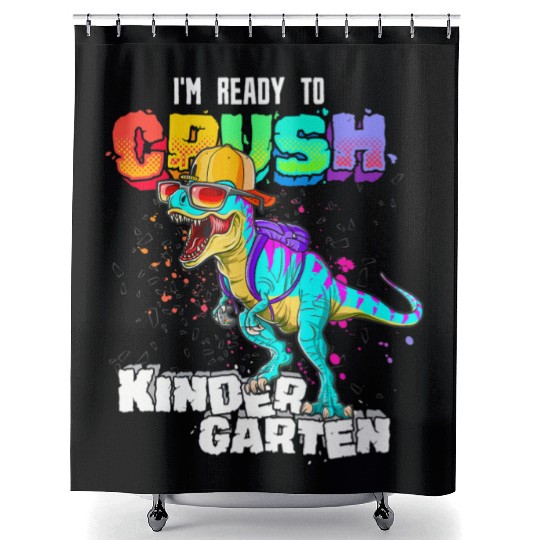 Ready To Crush Kindergarten T Rex Dinosaur Back to Shower Curtains