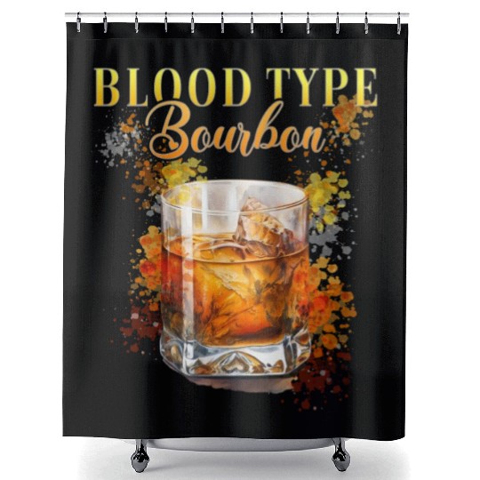 Blood Type Bourbon Cocktail Bartender Shower Curtains