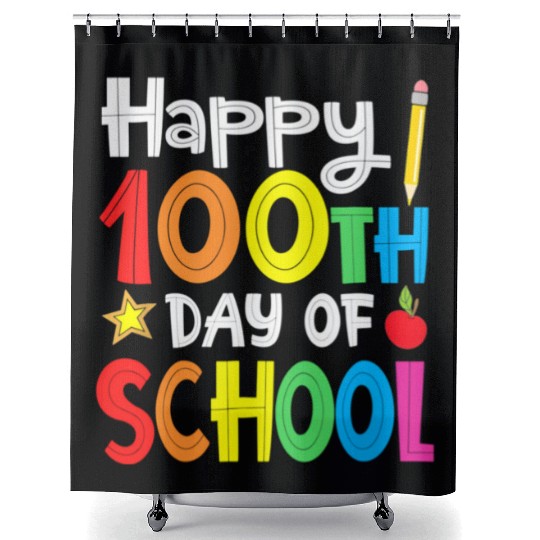 Happy 100Th Day Of School Teacher Rainbow Shower Curtains