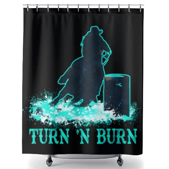 Barrel Racer Barrel Racing Horse Turn And Burn Tea Shower Curtains
