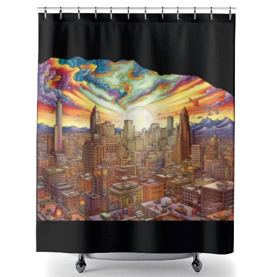 "Phoenix 3D Radiance A Limited Edition Cityscape Shower Curtains