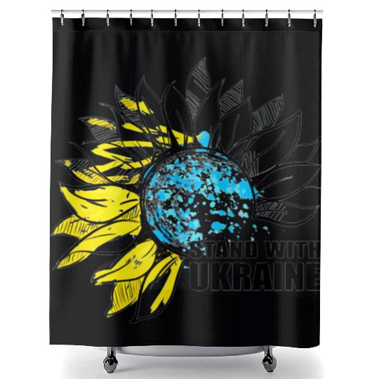 Sunflower Ukrainian Flag I Stand With Ukraine Ukra Shower Curtains