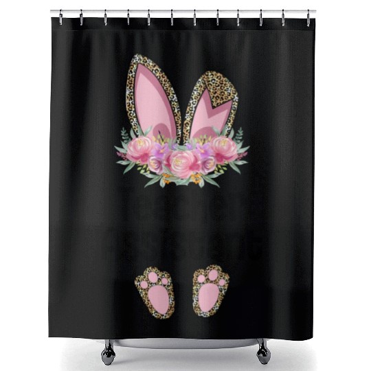 Easter Bunny Ear Teacher Leopard Teacher Assistant Shower Curtains