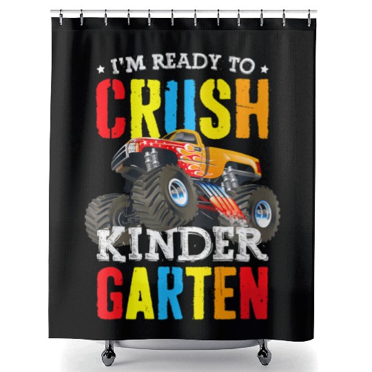 Im Ready To Crush Kindergarten Monster Truck Back Shower Curtains
