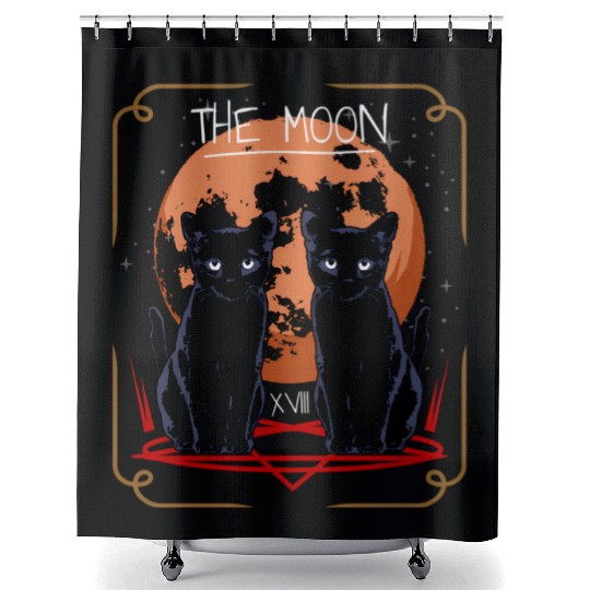 The Moon Tarot Card Bombay Cat Shower Curtains