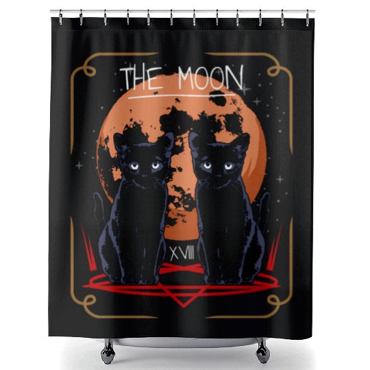 The Moon Tarot Card Bombay Cat Shower Curtains