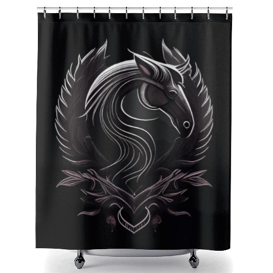 Horseshoe and Horse Shower Curtains