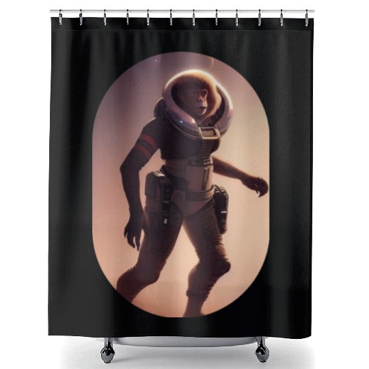 Astronaut Monkey Discovering Planet Mars 1 1 Shower Curtains