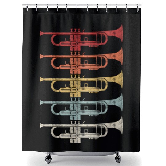 70S Trumpet For Trumpeters Shower Curtains
