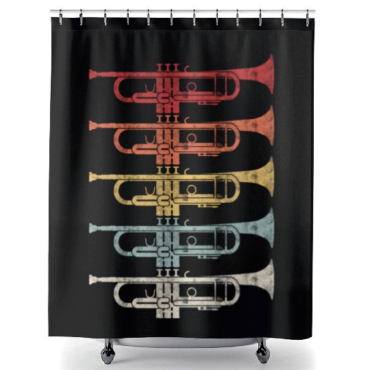 70S Trumpet For Trumpeters Shower Curtains
