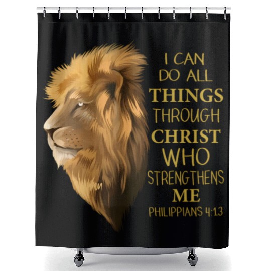 Philippians 4 13 Religious Lion Verses Christian Shower Curtains