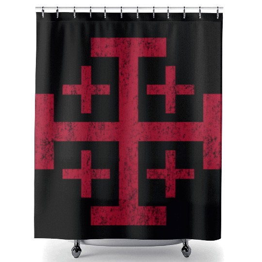 Distressed Jerusalem Cross Knights Templar Shower Curtains