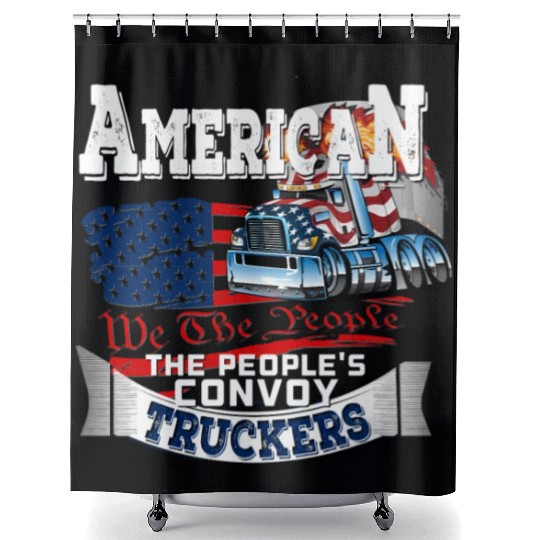 The People'S Convoy 2022 Usa Truck Driver Freedom Shower Curtains