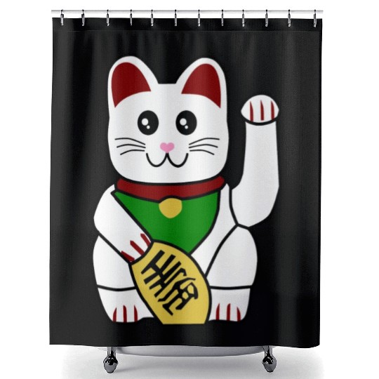 Cute Japanese Lucky Cat 1 Shower Curtains