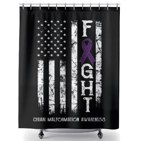 Chiari Malformation Warrior Us Flag Shower Curtains