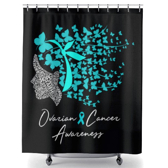 Ovarian Cancer Awareness Teal Butterflies Shower Curtains