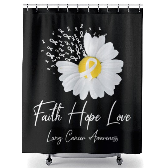 White Flower Ribbon Faith Hope Love Lung Cancer Aw Shower Curtains