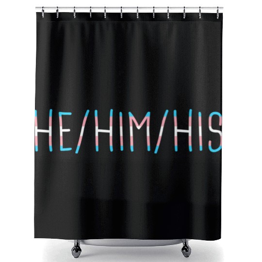 He Him His Transgender Pronouns Trans Flag Ftm Pri Shower Curtains