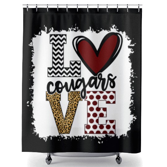 Cougars Mascot Love School Spirit Fantastic Shower Curtains
