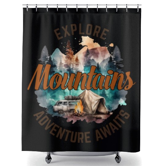 Camping Gear, Adventure Time Shower Curtains, Hiking Shower Curtains