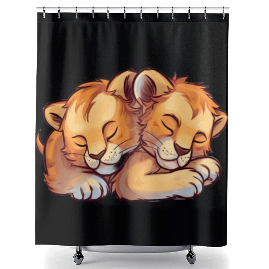 Sleeping Lion Cubs Shower Curtains