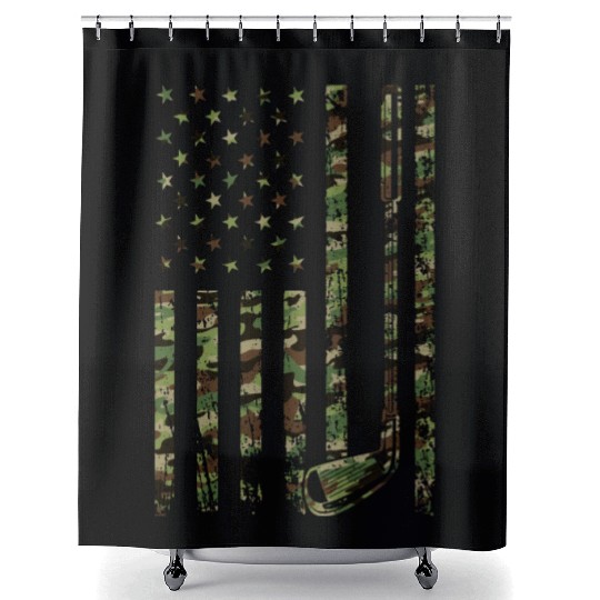American Sports Flag Athletic Golf Club Father's Shower Curtains