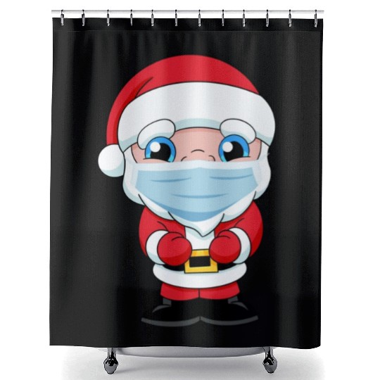 Quarantined Santa Claus face mask funny Christmas Shower Curtains