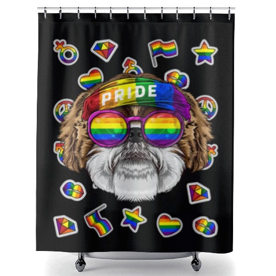 Lgbt Shih Tzu Gay Pride Month Dog Rainbow Lesbian Shower Curtains