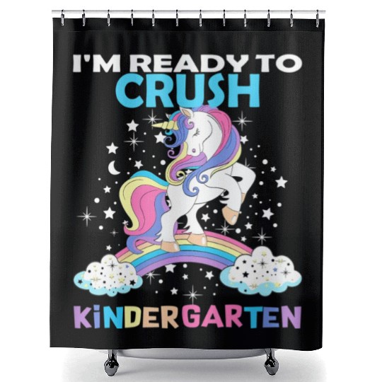 Unicorn Ready Crush Kindergarten Here I Come Back Shower Curtains
