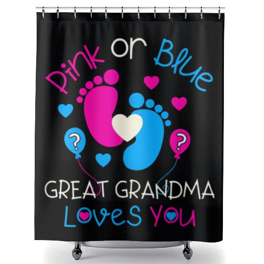 Pink Or Blue Great Grandma Loves You Gender Reveal Shower Curtains